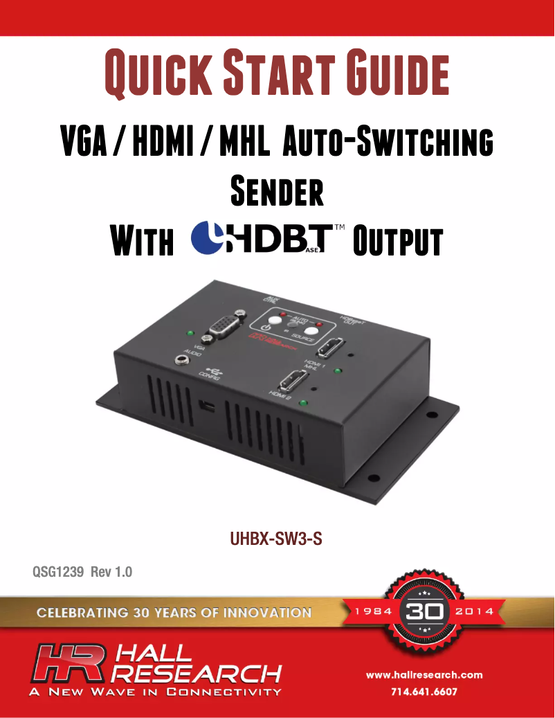 Image de la première page du manuel de l'appareil UHBX-SW3-S