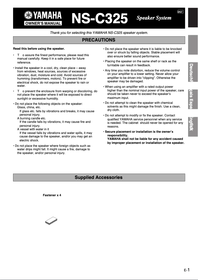 Image de la première page du manuel de l'appareil NS-C325