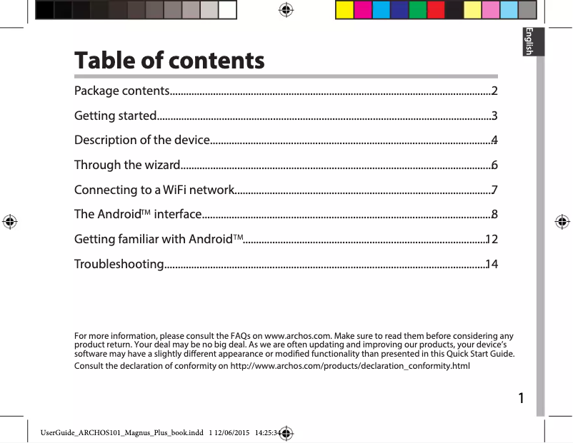 Image de la première page du manuel de l'appareil Magnus Plus 101