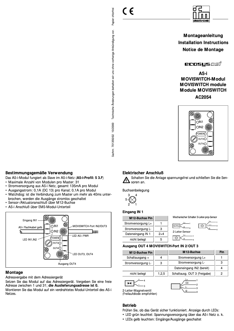 Page n°1 - Manuel utilisateur IFM AC2054