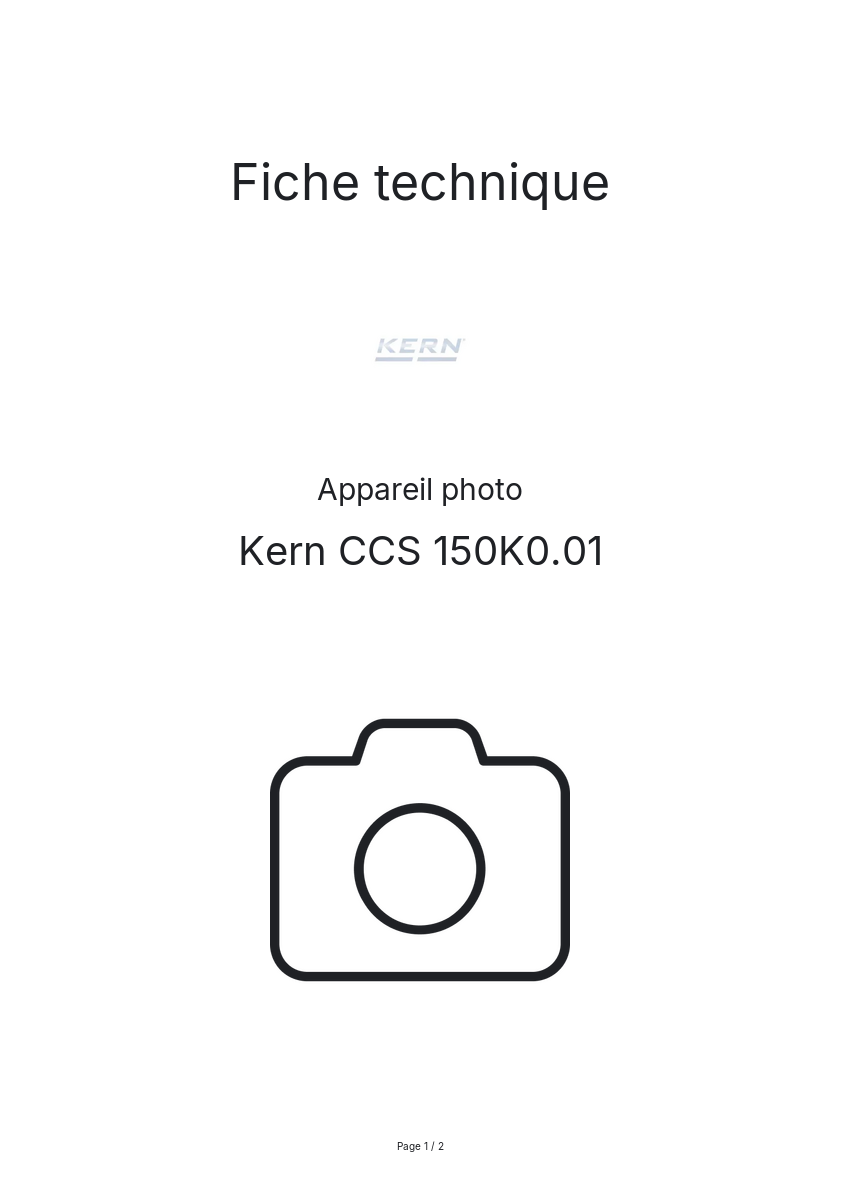 Page n°1 - Fiche technique Kern CCS 150K0.01