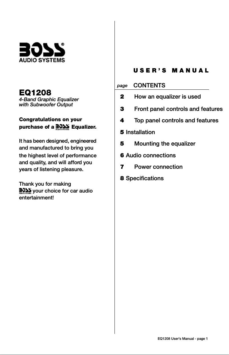 Page n°1 - Manuel utilisateur Boss EQ1208