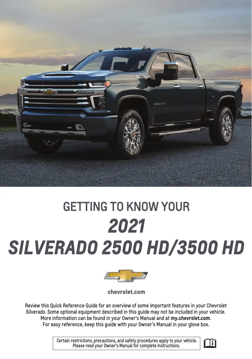 Page 1 de la notice Guide de démarrage rapide Chevrolet Silverado (2021)