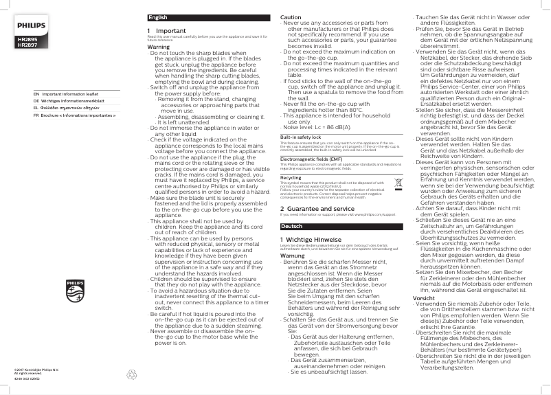 Page n°1 - Manuel utilisateur Philips Daily Collection HR2897