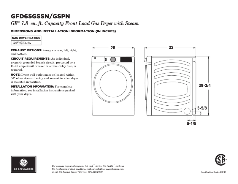 Imagen de la primera página del manual del dispositivo GFD65GSSNWW