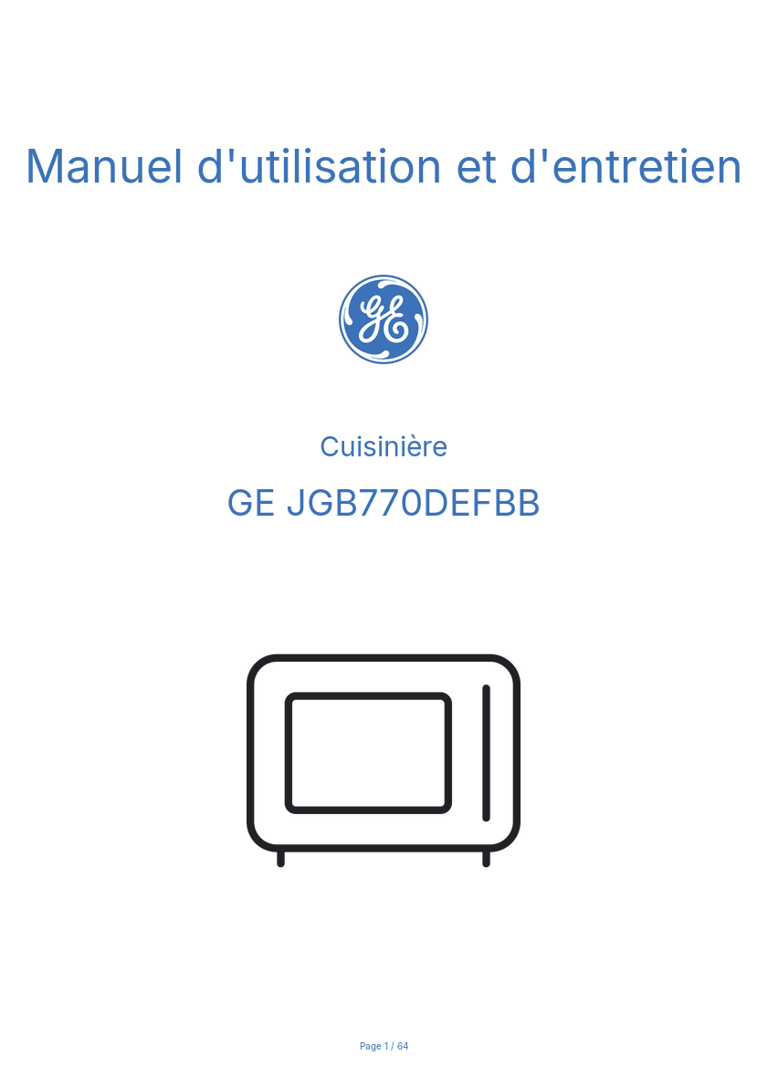Image de la première page du manuel de l'appareil JGB770DEFBB