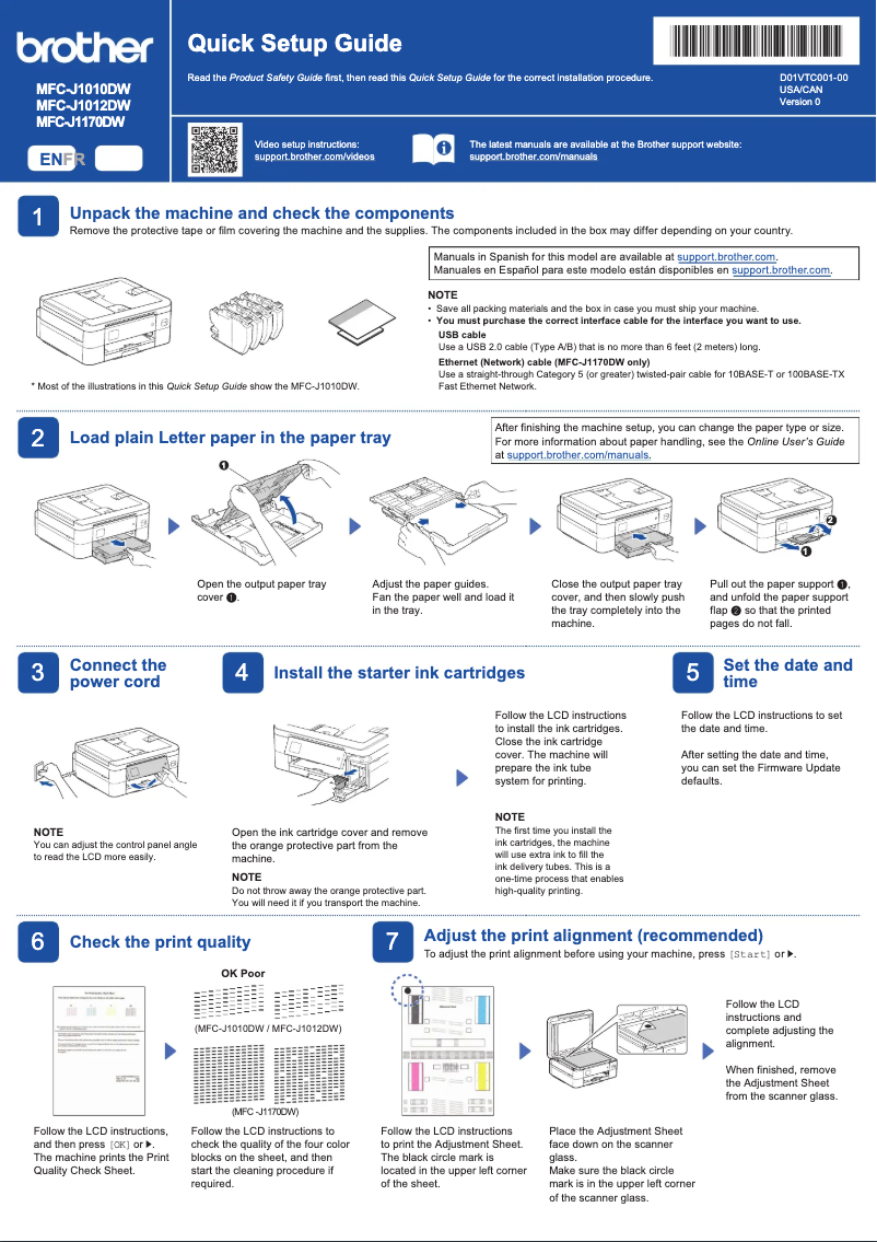 Page n°1 - Guide de démarrage rapide Brother MFC-J1170DW