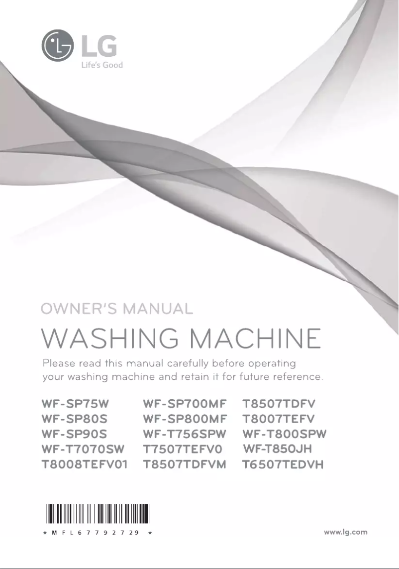 Page n°1 - Manuel utilisateur LG WF-T800SPW