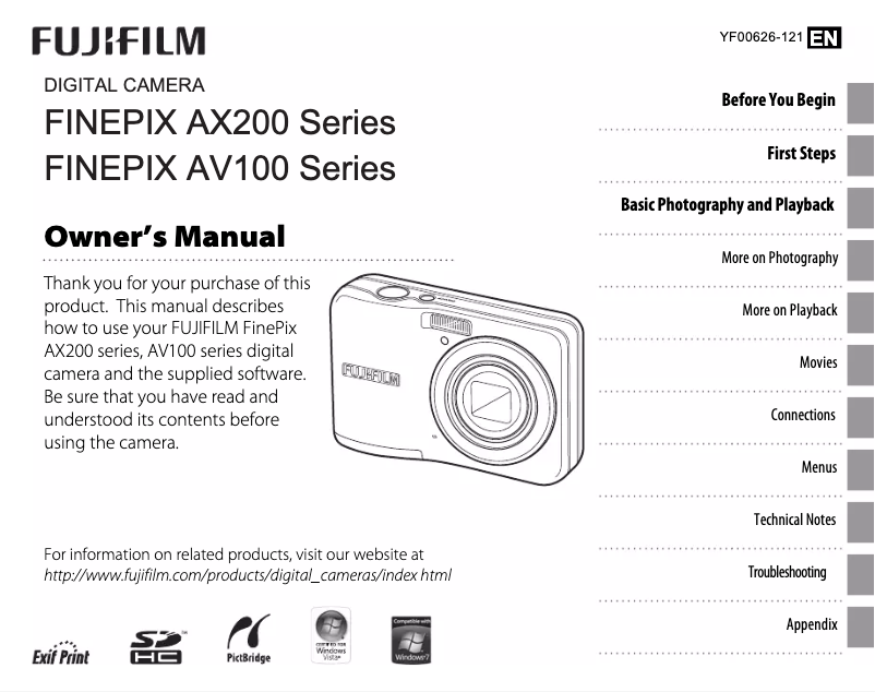 Page 1 de la notice Manuel utilisateur Fujifilm FinePix AX245