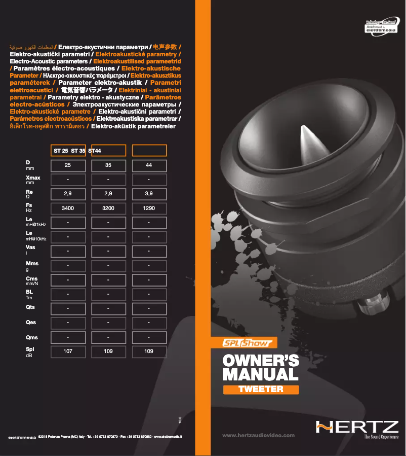 Page 1 de la notice Manuel utilisateur Hertz SPL Show ST 25