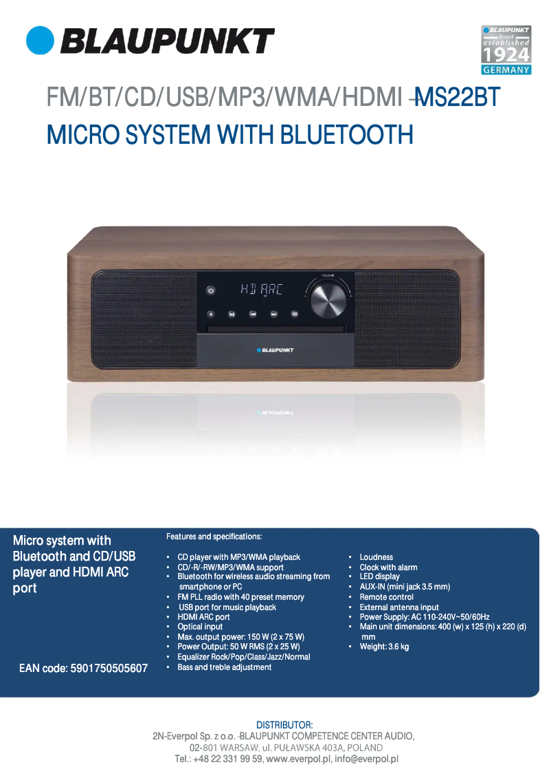 Image de la première page du manuel de l'appareil MS22BT