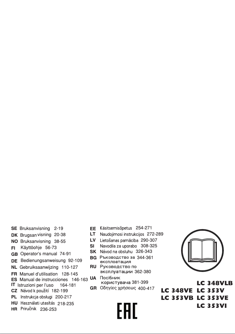 Page n°1 - Manuel utilisateur Husqvarna LC 348VE