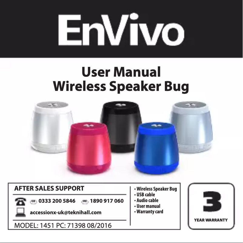 Page n°1 - Manuel utilisateur Envivo ENV-1451