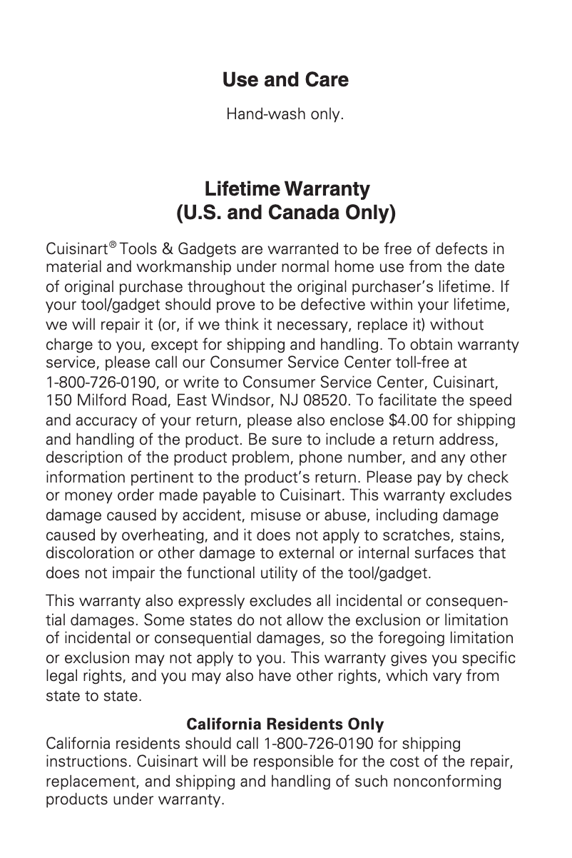 Page 1 de la notice Manuel utilisateur Cuisinart CTG-00-CCRBC