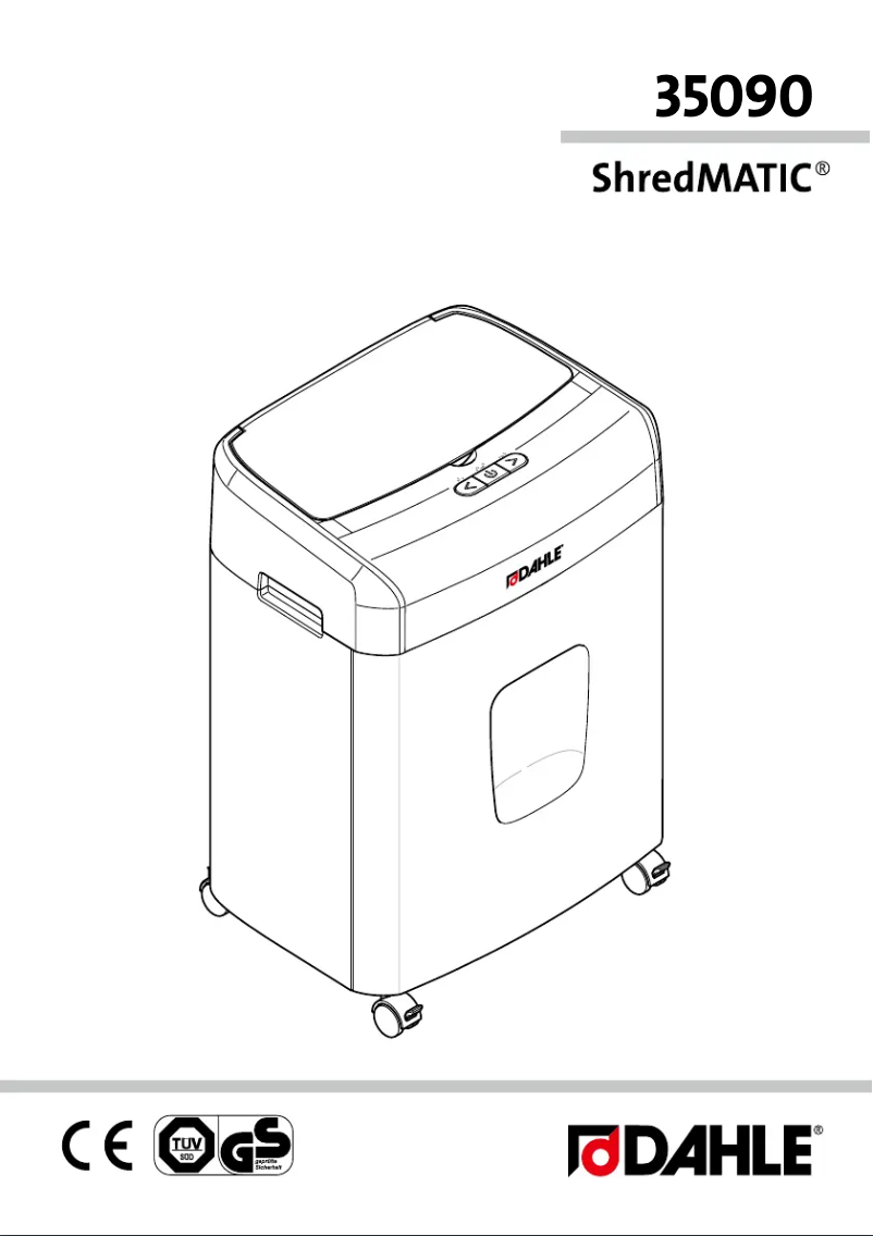 Imagen de la primera página del manual del dispositivo ShredMATIC SM 90
