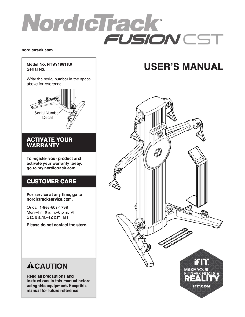 Page n°1 - Manuel utilisateur NordicTrack Fusion CST