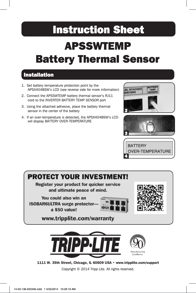 Page n°1 - Manuel utilisateur Tripp Lite APSSWTEMP