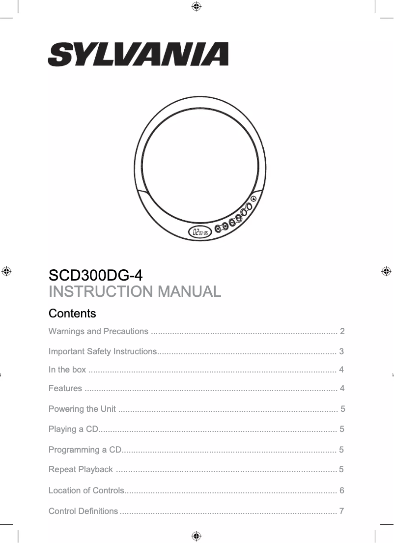 Page n°1 - Manuel utilisateur Sylvania SCD300