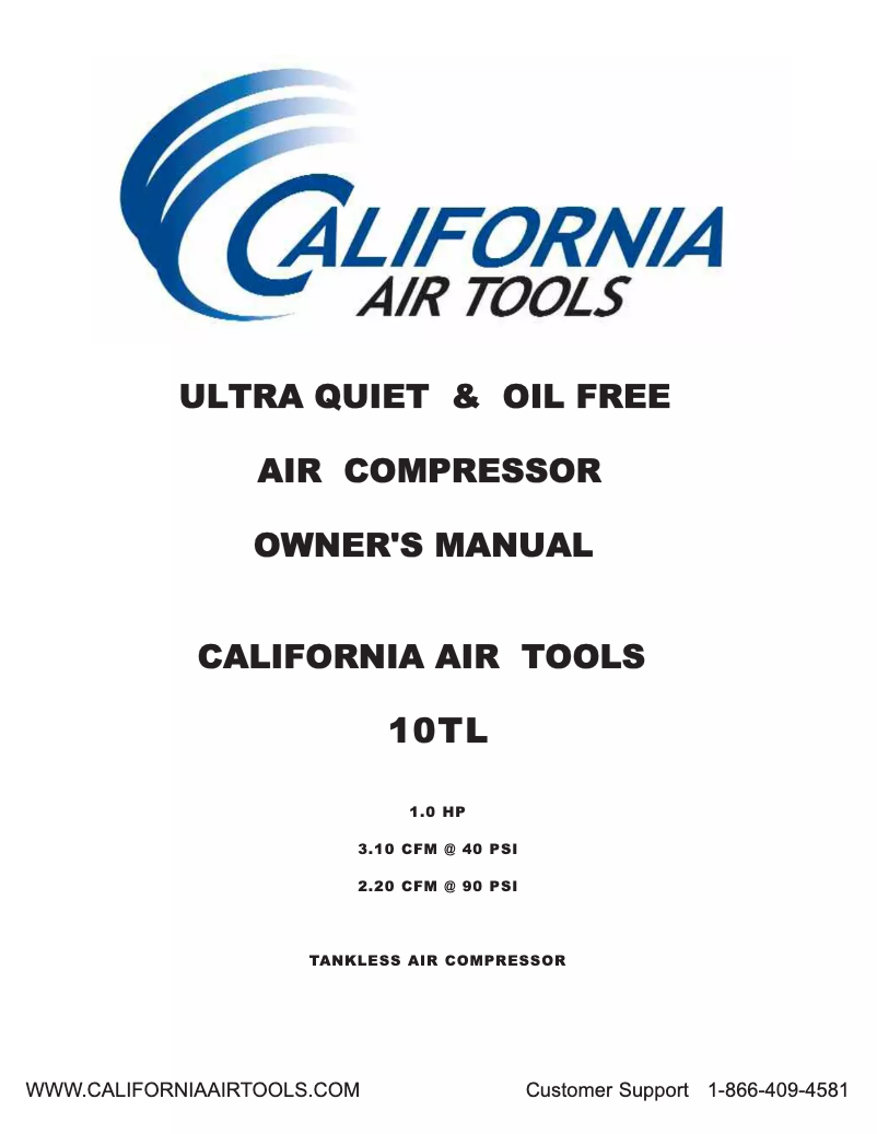 Page n°1 - Manuel utilisateur California Air Tools 10TL