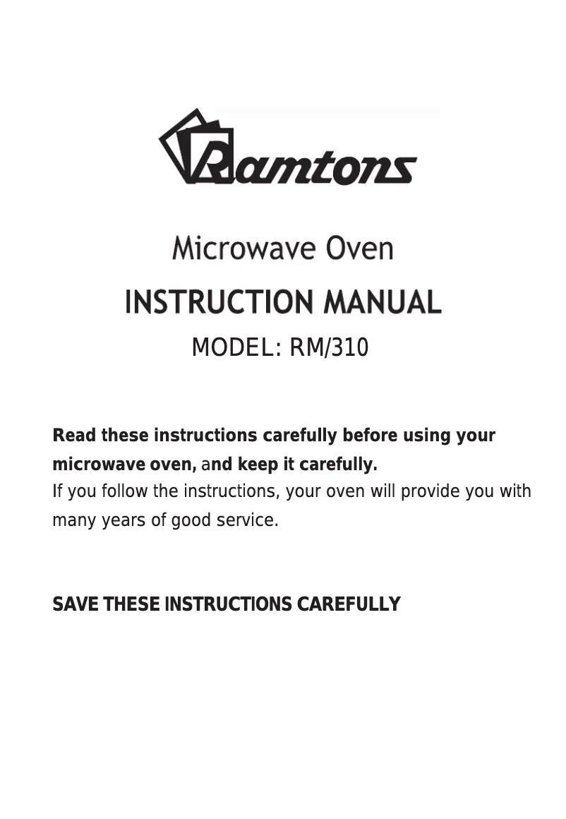 Page 1 de la notice Manuel utilisateur Ramtons RM/310