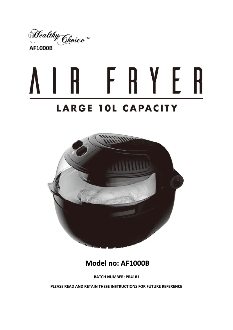 Image de la première page du manuel de l'appareil Healthy Choice AF1000