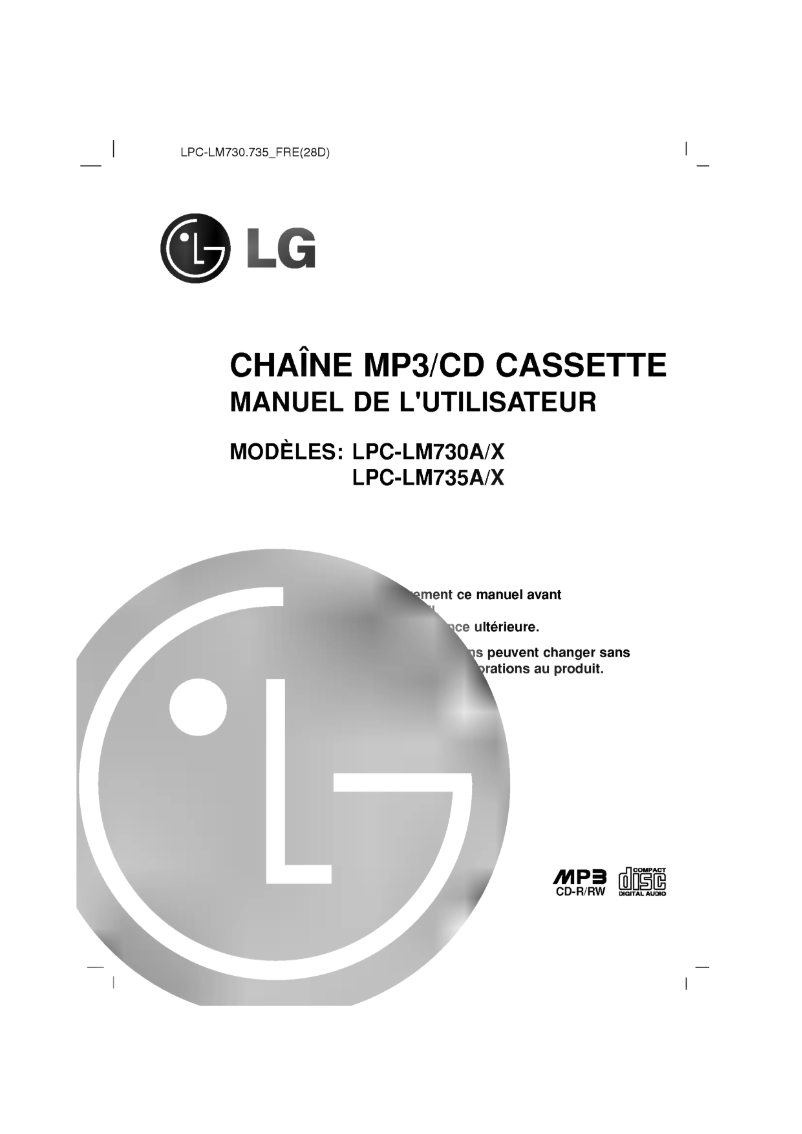 Page 1 de la notice Manuel utilisateur LG LPC-LM735A
