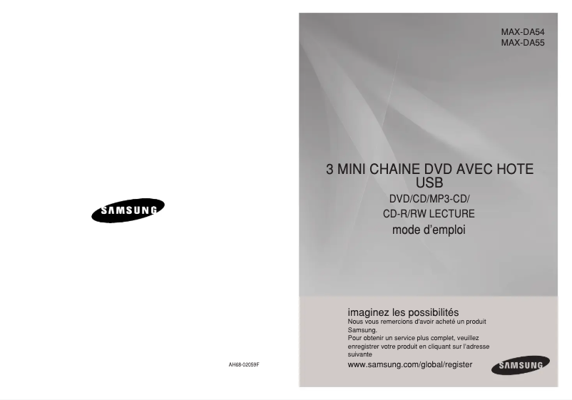 Page 1 de la notice Manuel utilisateur Samsung MAX-DA55