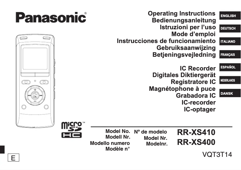 Page n°1 - Manuel utilisateur Panasonic RR-XS410E