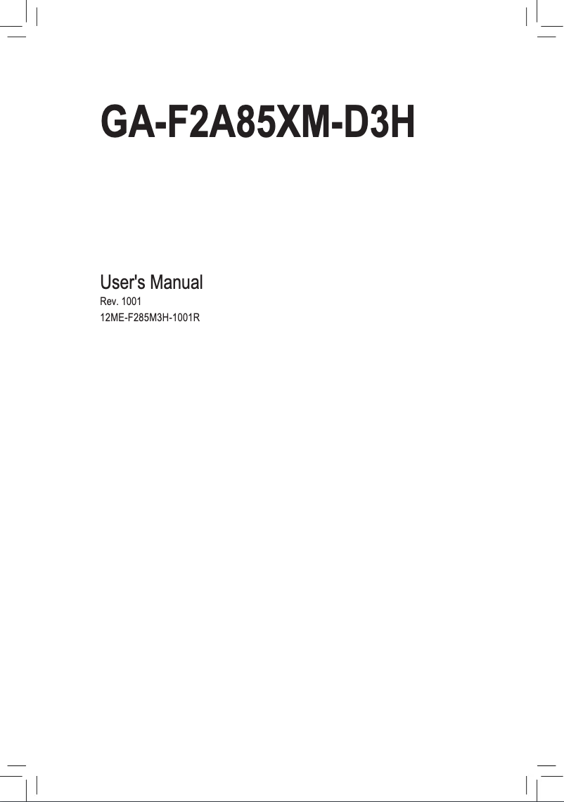 Image de la première page du manuel de l'appareil GA-F2A85XM-D3H