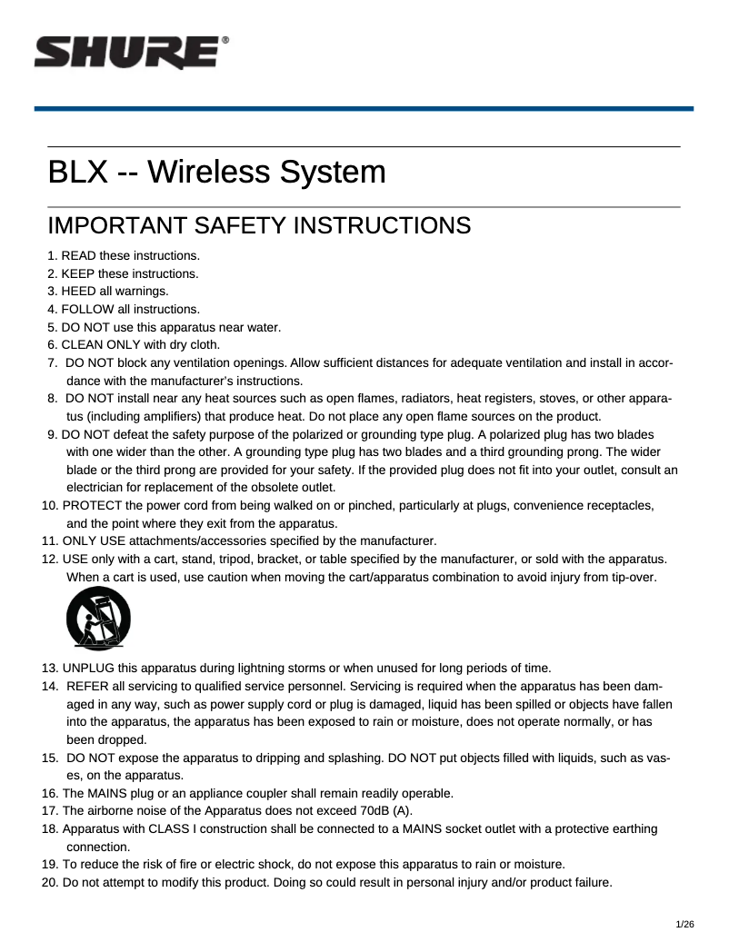 Image de la première page du manuel de l'appareil BLX 1288/CVL-H9