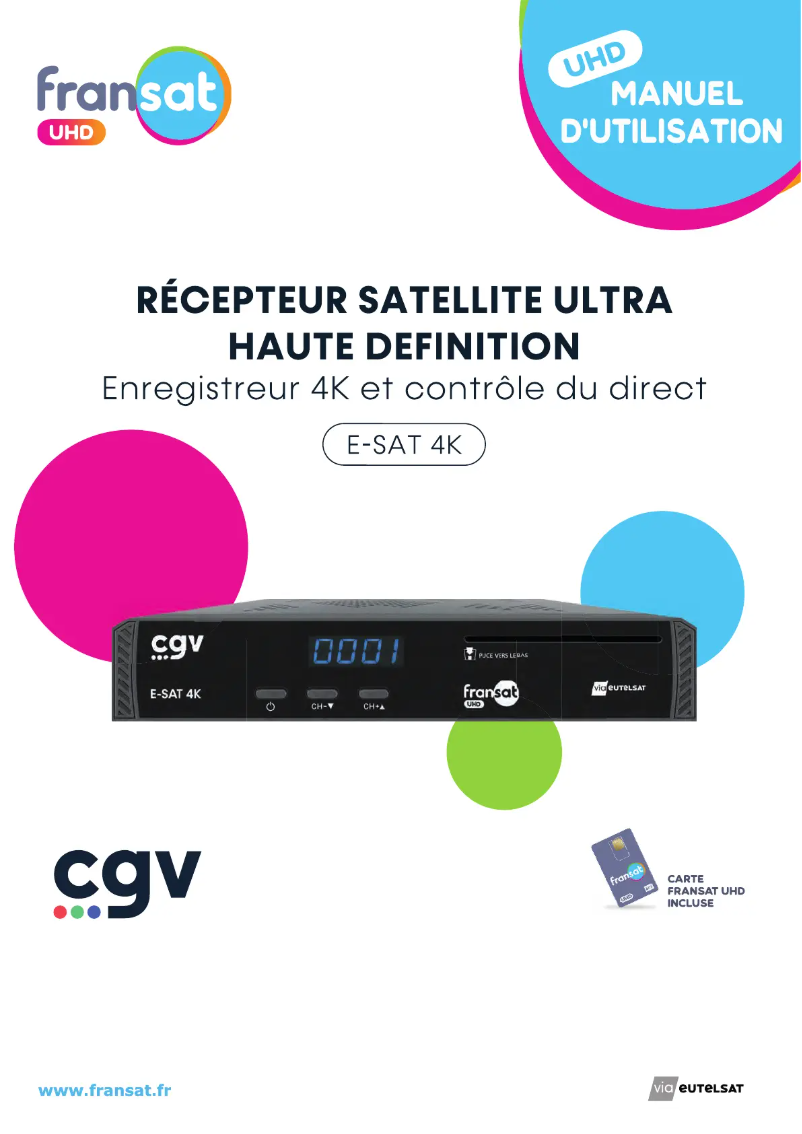 Image de la première page du manuel de l'appareil E-SAT 4K