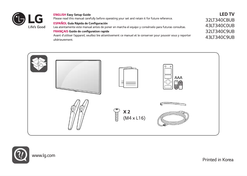 Page n°1 - Manuel utilisateur LG 32LT340C9UB