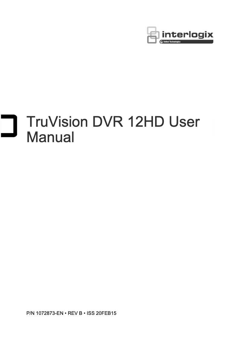 Image de la première page du manuel de l'appareil TruVision TVR-1204HD-KB1