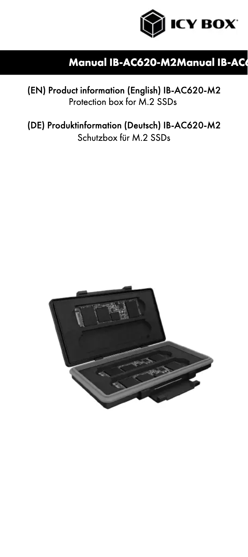 Page 1 de la notice Manuel utilisateur Icy Box IB-AC620-M2