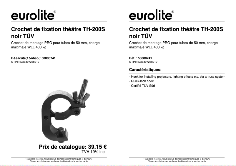 Image de la première page du manuel de l'appareil TH-200S
