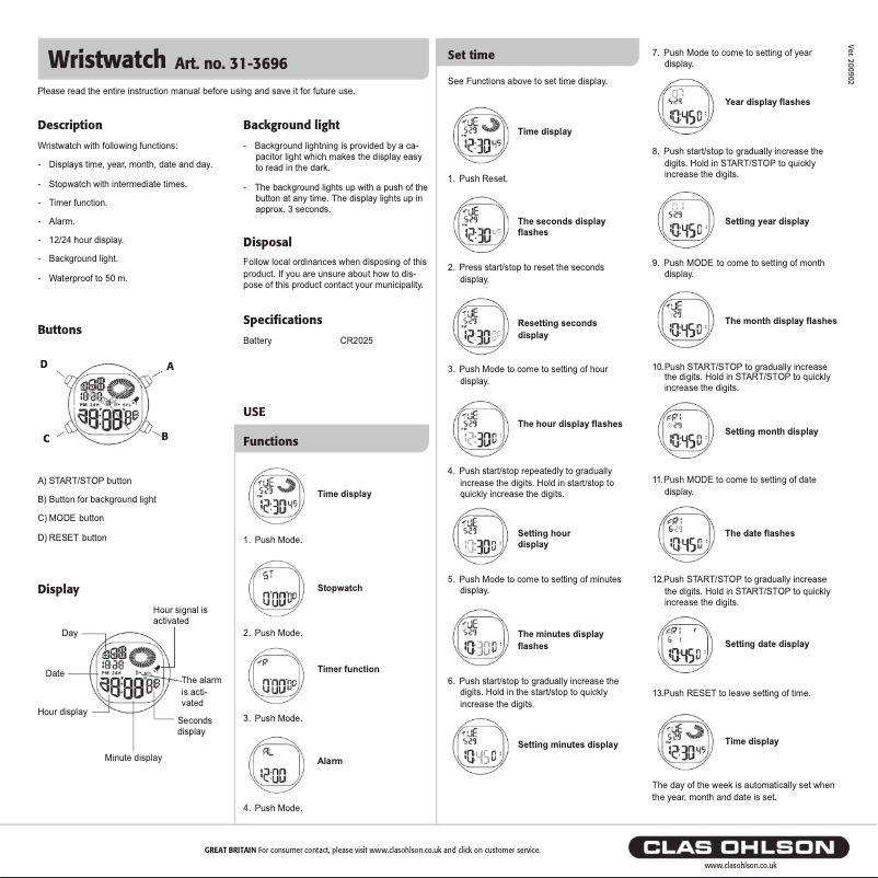 Page 1 de la notice Manuel utilisateur Prologue 31-3696