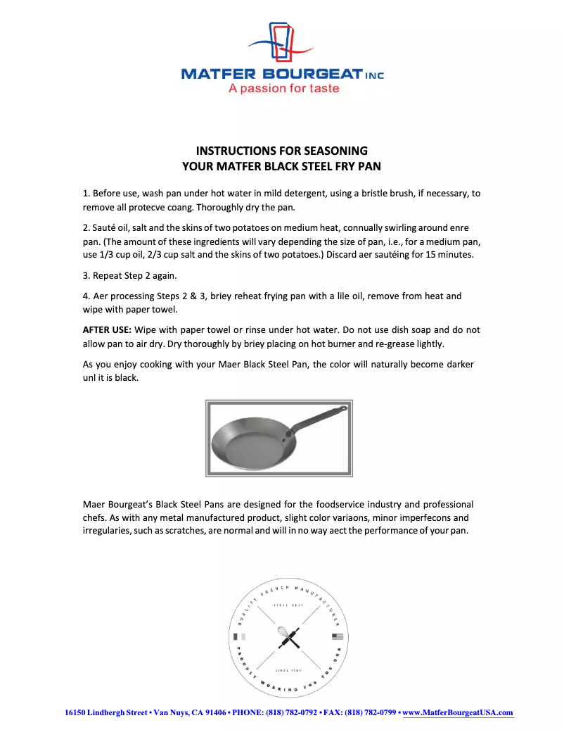 Page 1 de la notice Manuel utilisateur Matfer Bourgeat 062003