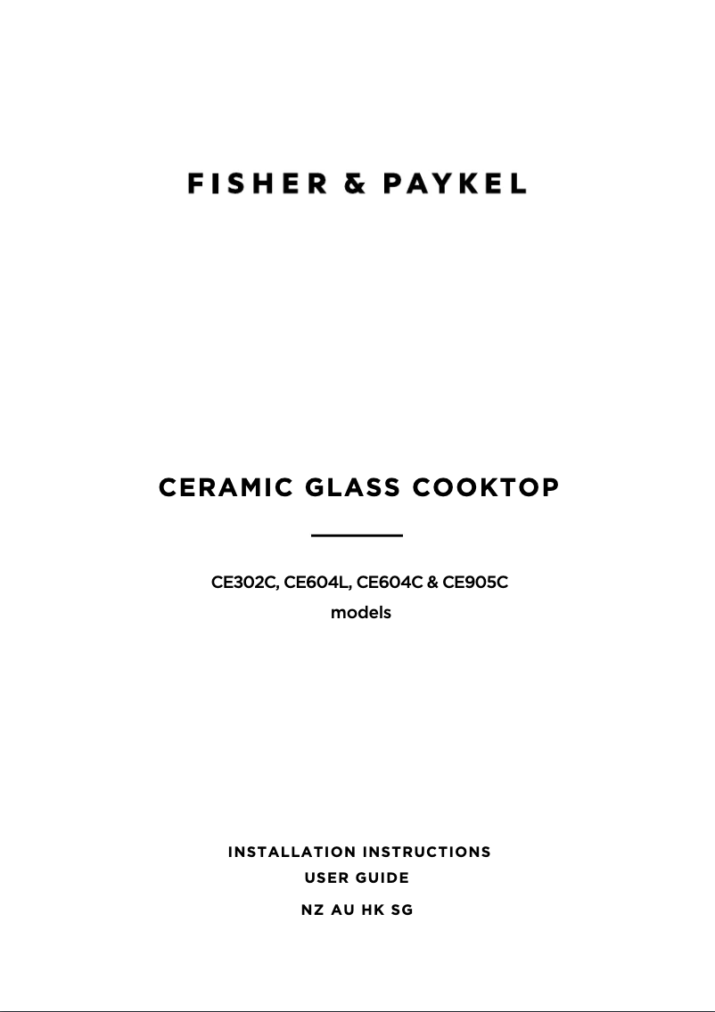 Page n°1 - Manuel utilisateur Fisher & Paykel CE302CBX2