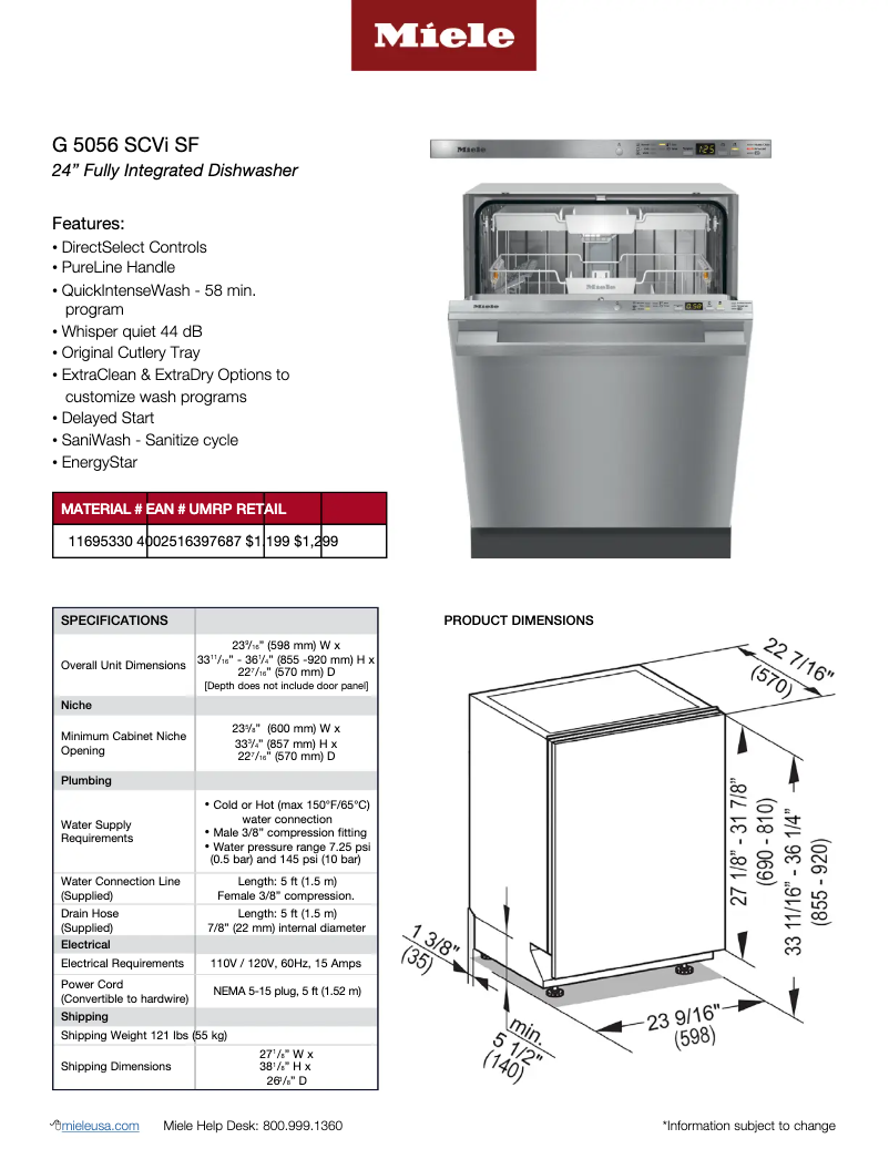 Page n°1 - Manuel utilisateur Miele G 5056 SCVi