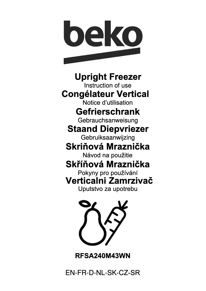 Page 1 de la notice Manuel utilisateur Beko RFSA240M43WN