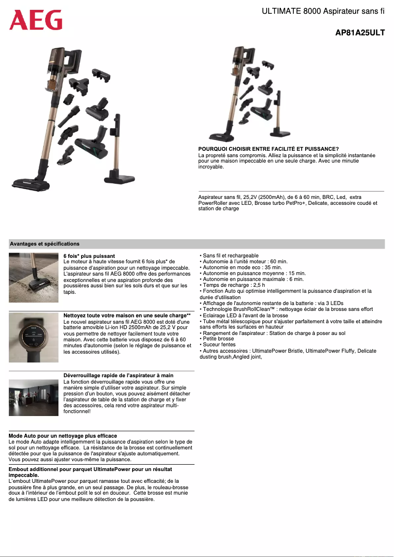 Page n°1 - Fiche technique AEG Ultimate 8000