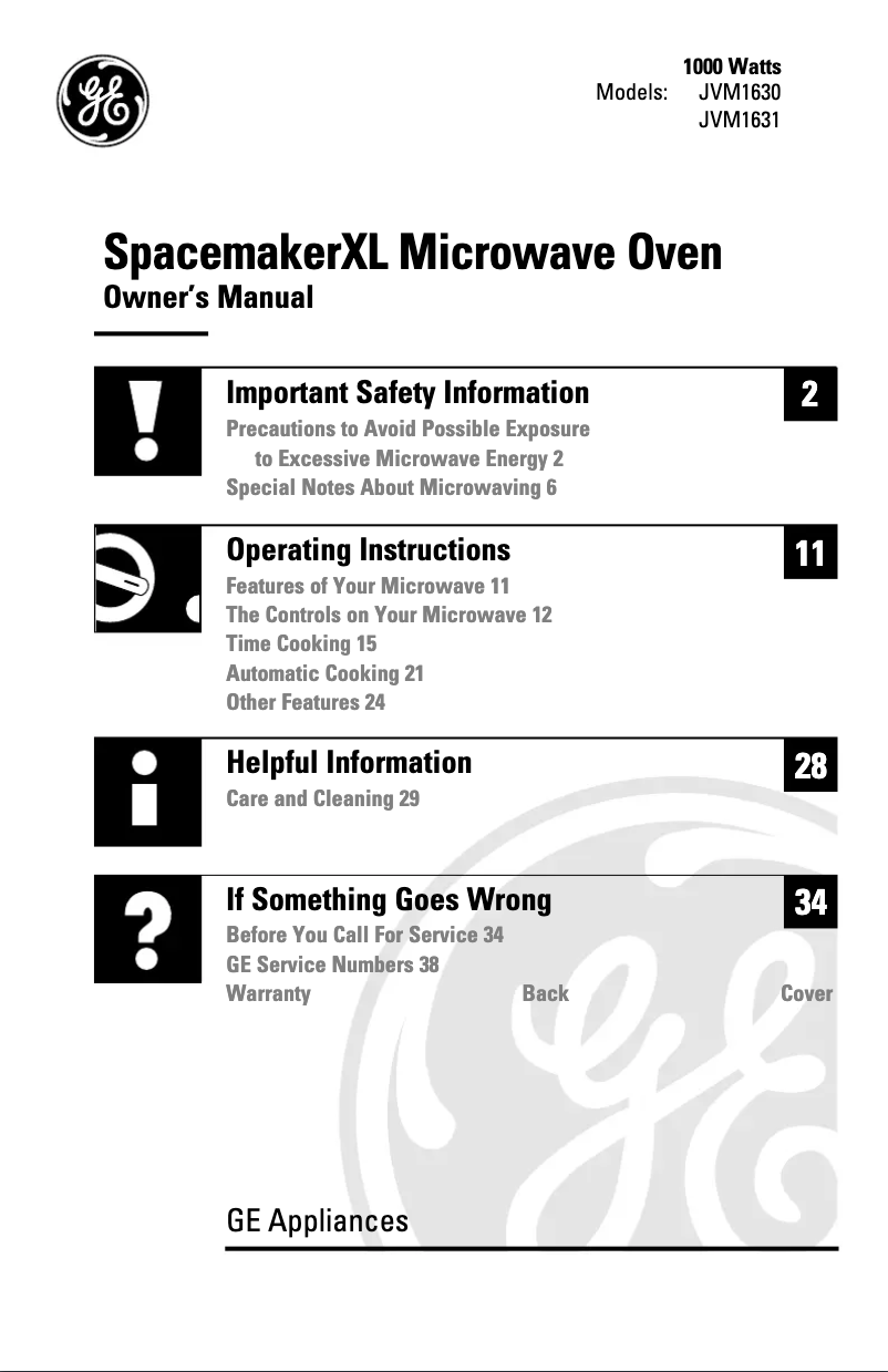 Página 1 del manual Manual de uso y mantenimiento GE JVM1631WB