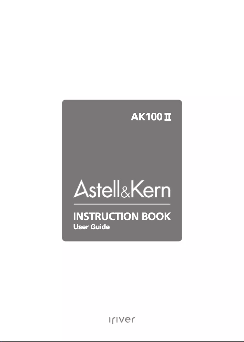 Page 1 de la notice Manuel utilisateur Astell&Kern AK100 II