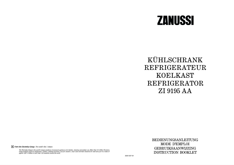 Page 1 de la notice Manuel utilisateur Zanussi ZI 9195 aa