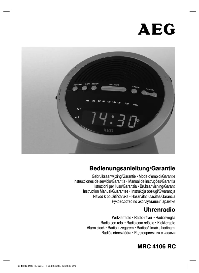 Page 1 de la notice Manuel utilisateur AEG MRC 4106 RC