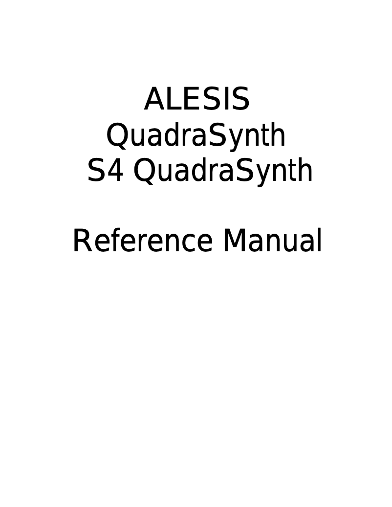 Page n°1 - Manuel utilisateur Alesis QuadraSynth S4