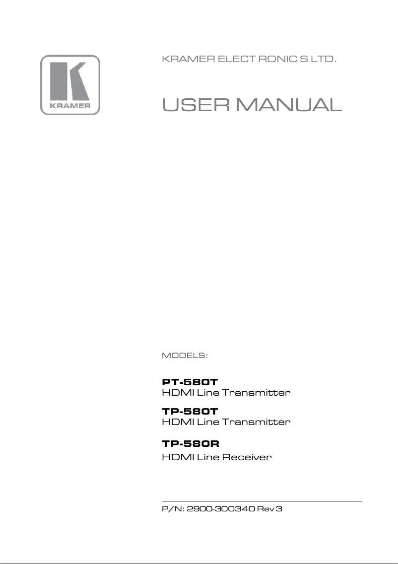 Page 1 de la notice Manuel utilisateur Kramer TP-580RXR