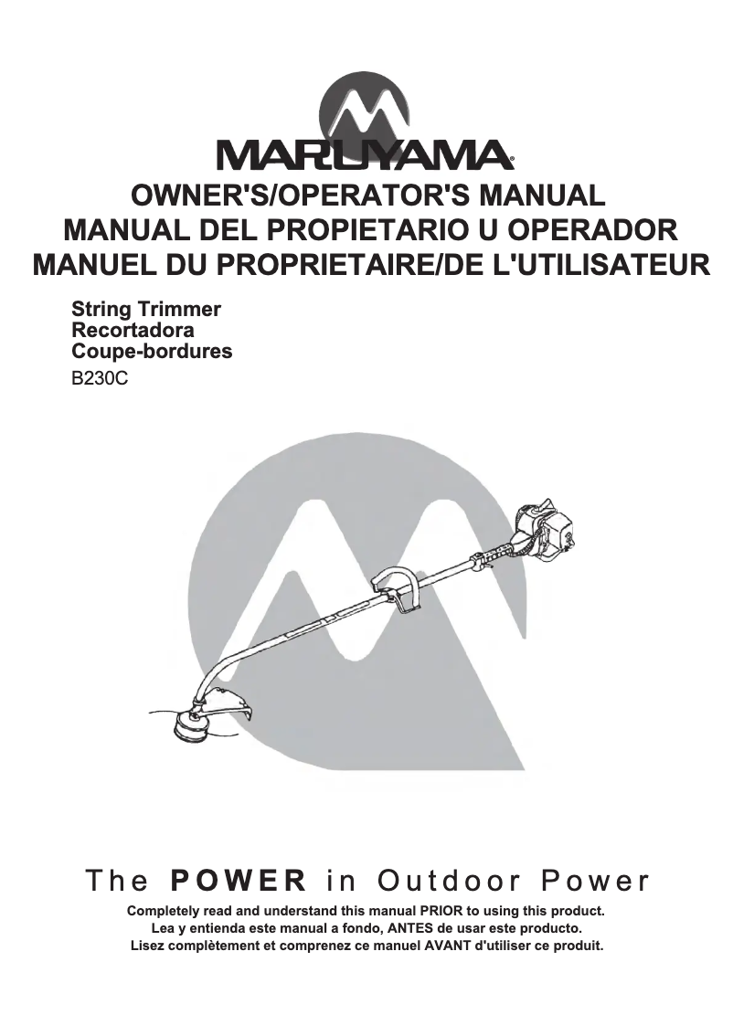 Page n°1 - Manuel utilisateur Maruyama B230C