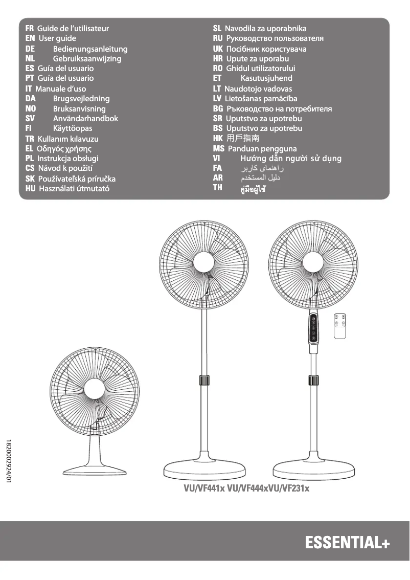 Page 1 de la notice Manuel utilisateur Tefal Essential+ VF4410