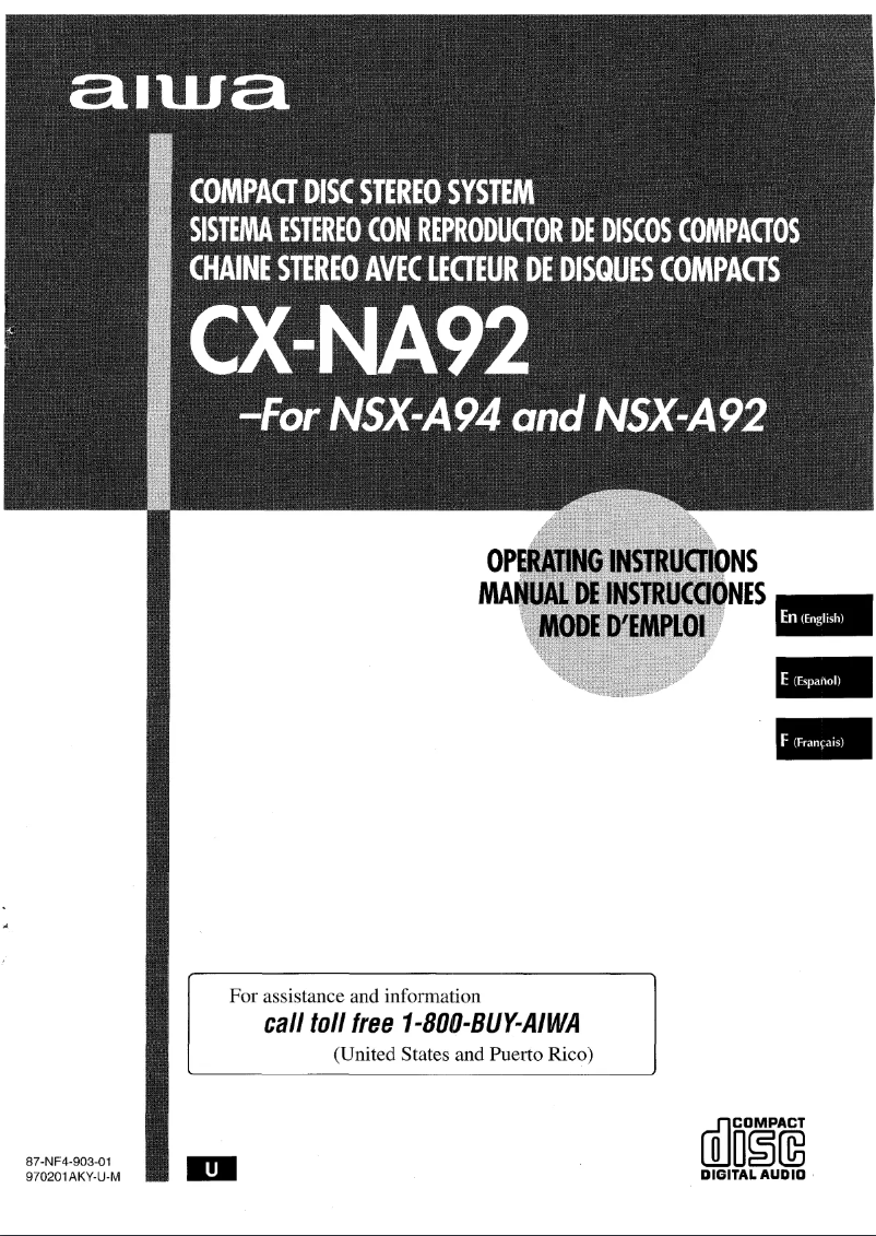 Image de la première page du manuel de l'appareil NSX-A94